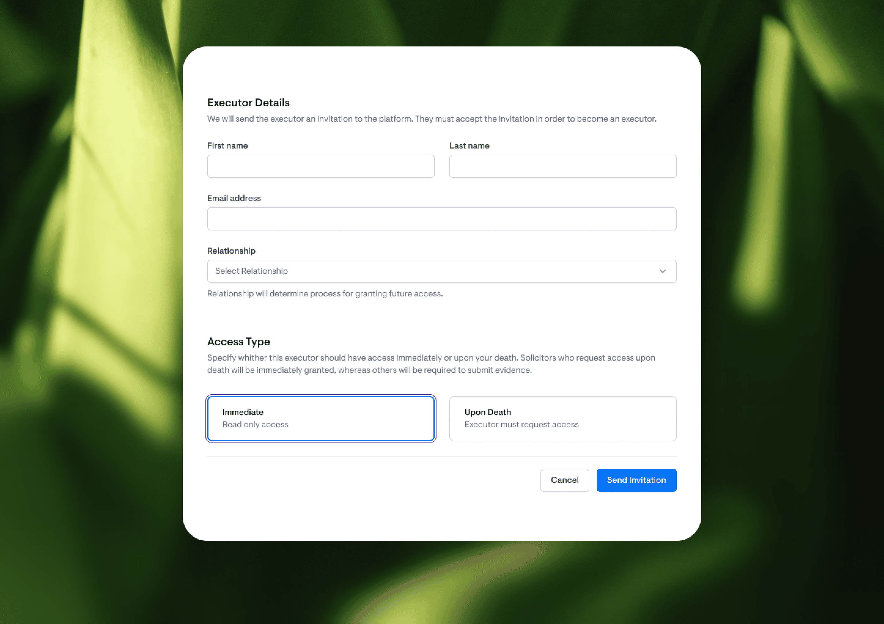 Executor access settings